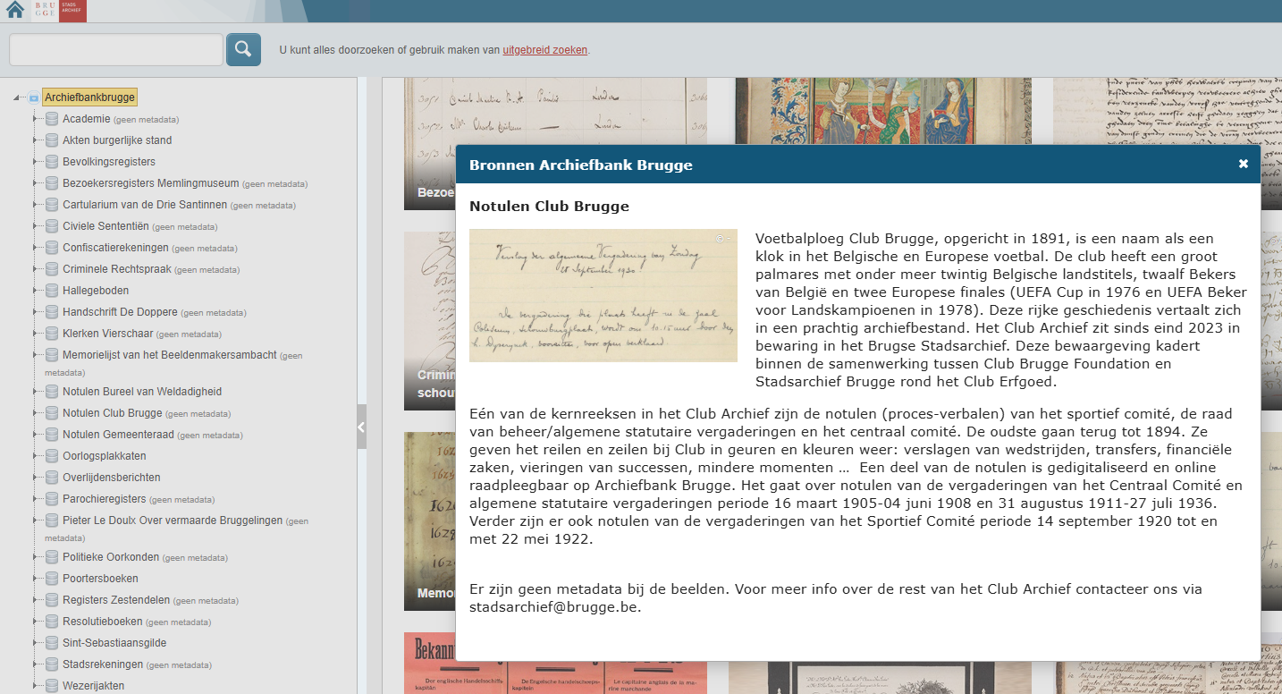 Mooie uitbreiding van Archiefbank Brugge
